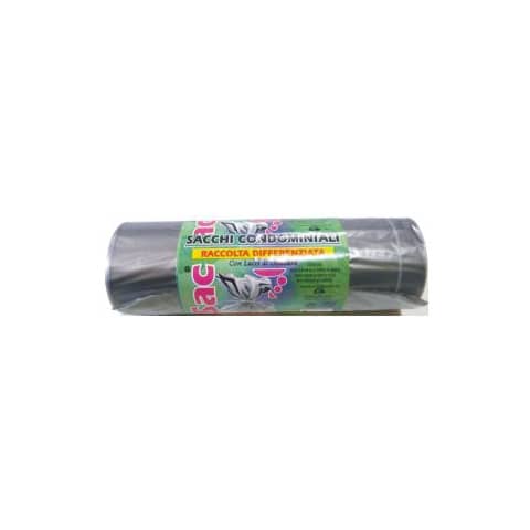 Sacchi immondizia per rifiuti inorganici Rolsac 97 L 70×110 cm – 22 µm grigio – rotolo da 10 pezzi – 10466