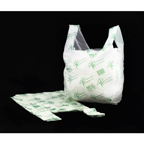 Shopper NESSUNO in mater-bi biodegradabile verde 30+10+10×60 cm cartone da 500 pz. – 21382