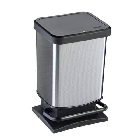 Cestino gettacarte Rotho PASO Metal rettangolare a pedale silver – 20 L – F600051