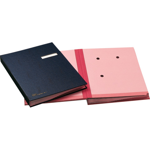 Libro firma 18 intercalari FRASCHINI 24×34 cm similpelle con porta etichetta intercambiabile blu – 618-D-DB