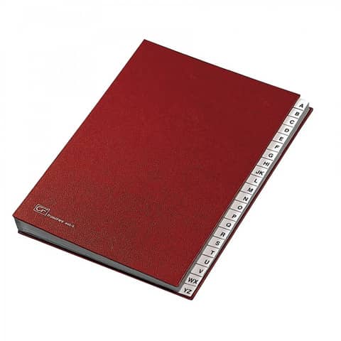 Classificatore alfabetico FRASCHINI 24×34 cm in cartoncino con 22 scomparti rosso – 640-E-DR