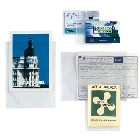 Buste a U Sei Rota Soft PP liscio – alto spessore trasparente – formato interno 7,5×11 cm Conf. 100 pezzi – 650711