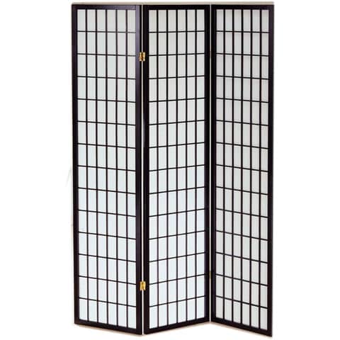 Paravento a 3 ante Serena Group in legno e carta di riso nero 130,5×178 cm NY1001-3