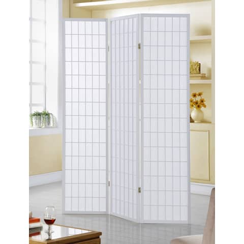 Paravento a 3 ante Serena Group in legno e carta di riso bianco 130,5×178 cm NY1004-3