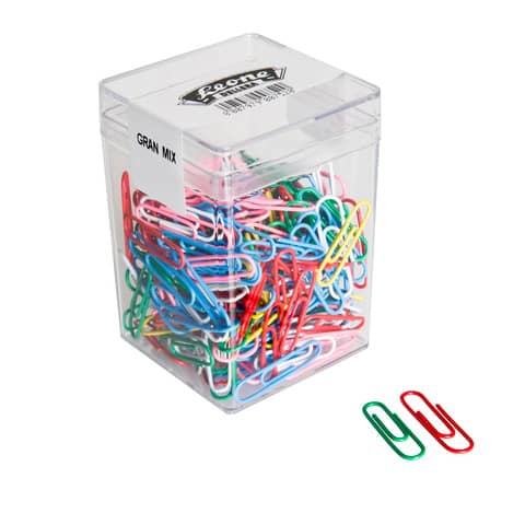 Fermagli Leone Dell’Era in filo ricoperto da plastica colorata Gran Mix misure assortite scatola da 125 g FXPB125GMIX