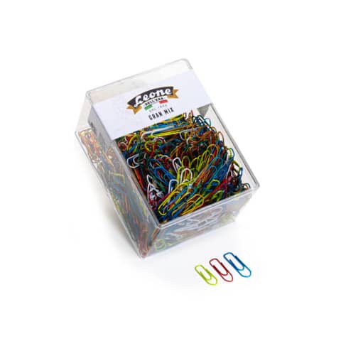 Fermagli Leone Dell’Era Gran Mix in filo colorato metallizzato misure assortite scatola da 500 g FX500GMIX