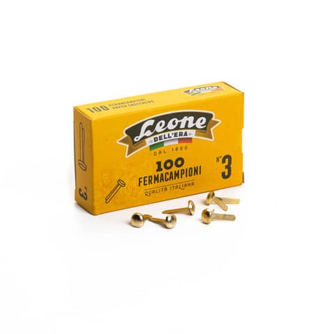Fermacampioni Leone Dell’Era in acciaio testa bombata N.3 16 mm ottone scatola da 100 pz. – FC3