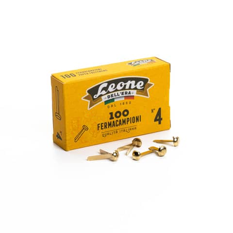 Fermacampioni Leone Dell’Era in acciaio testabombata N.4 20 mm ottone scatola da 100 pz. – FC4