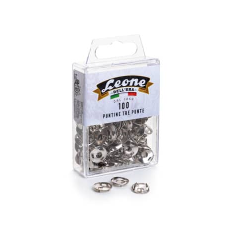 Puntine a 3 punte Leone Dell’Era temperate nichelato diametro testa 12 mm scatola da 100 pz. – AP3P