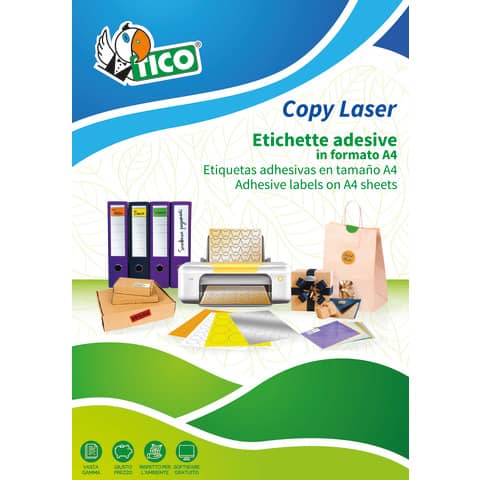 Etichette arancione fluo con angoli arrotondati TICO Copy Laser 47,5×25,5 mm 44 et/foglio – conf. 70 fogli LP4FA-4725
