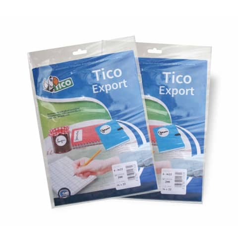 Etichette bianche scrivibili a mano TICO Export 44×28 mm – 12 et./foglio – bustina da 10 fogli – E-4428