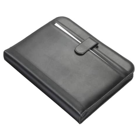 Cartella portadocumenti con anelli Alassio RICCIONE in similpelle 28,5×4,5×35,7 cm A4 nero – 30040