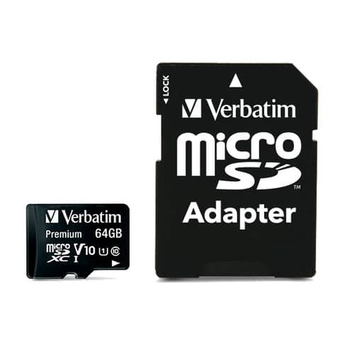 Flash memory card Verbatim micro sdhc – classe 10 con adattatore 64 GB 44084