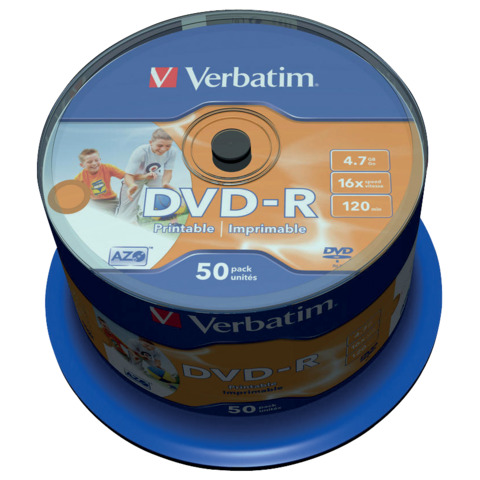 DVD-R Verbatim 16x 4.7 GB stampabile Spindle Case in confezione da 50 dvd – 43533