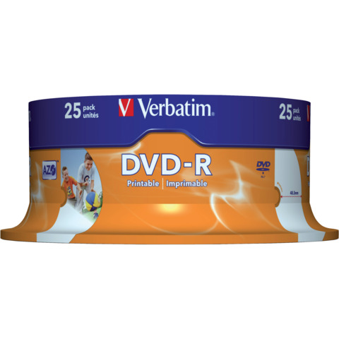 DVD-R Wide Stampabile Verbatim 4.7 GB Spindle Case in confezione da 25 dvd – 43538
