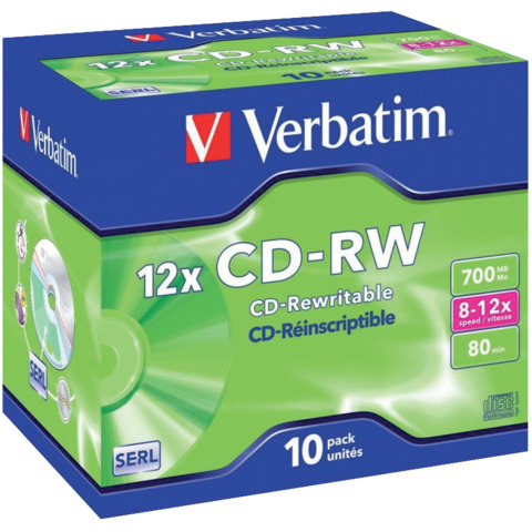 CD-RW Verbatim 12x 700 MB  Conf. 10 pezzi – 43148