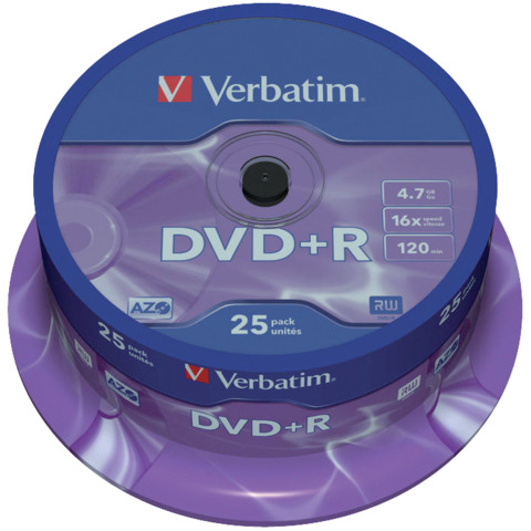 DVD+R Verbatim 16x 4.7 GB Spindle Case da 25 dvd – 43500
