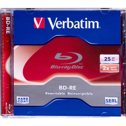 Blu-Ray BD-RE Verbatim 25 GB 2x Jewel Case conf. da 5 – 43615