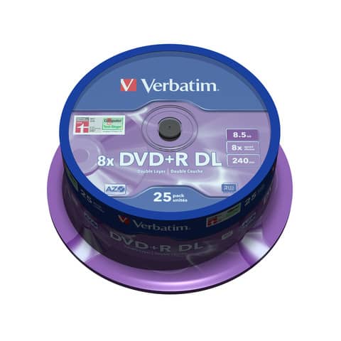 DVD+R Double Layer Verbatim 8.5 GB  in confezione da 25 dvd+r – 43757