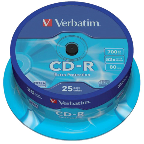 CD-R Extra Protection Verbatim 700 MB 52x Spindle Case da 25 cd-r – 43432
