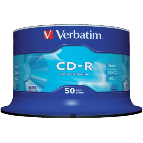 CD-R Extra Protection Verbatim 700 MB 52x Spindle Case da 50 cd-r – 43351