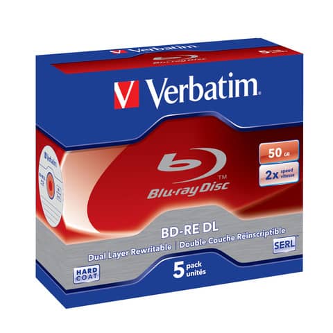 Blu-Ray BD-RE DL Verbatim 50 GB 2x Jewel Case conf. da 5 – 43760