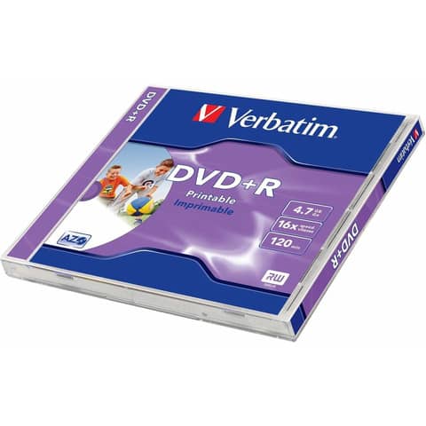 DVD+R Verbatim Jewel case 4,7 GB – Velocità 16x conf. da 10 – 43508