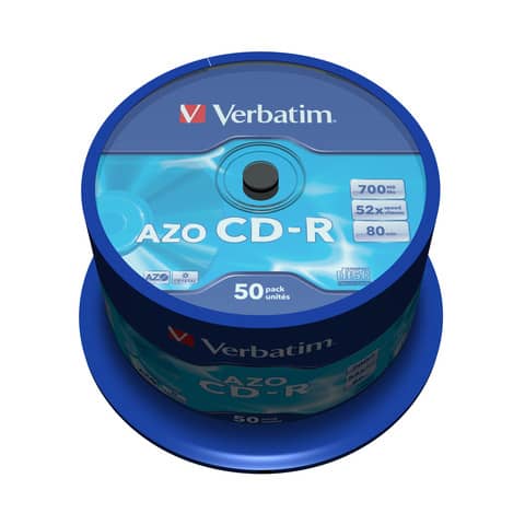 CD-R AZO Verbatim 52x 700 MB Spindle Case da 50 cd-r – 43343