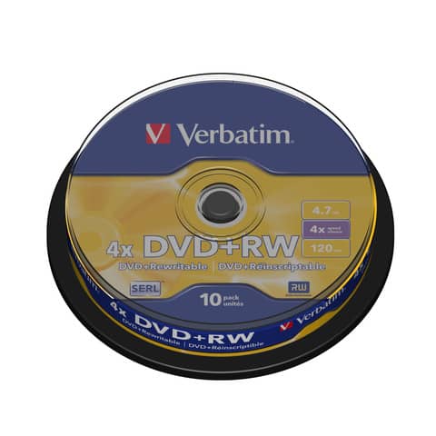 DVD+RW Verbatim 4.7 GB  in confezione da 10 dvd-rw – 43488