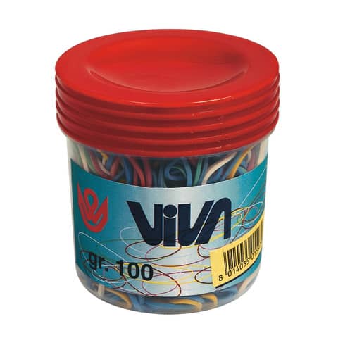 Elastici Viva in barattolo in gomma colore e formati assortiti conf.100 gr – C101