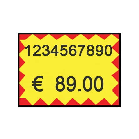 Etichette per prezzatrice Printex f.to 26×19 mm giallo/rosso permanenti conf 10 rotoli da 600 etich. – B10/2619/FPGSTF
