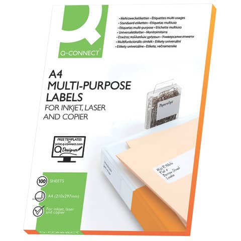 Etichette universali Q-Connect 105×48 mm bianco – 12 et./foglio conf. da 100 fogli – KF10657