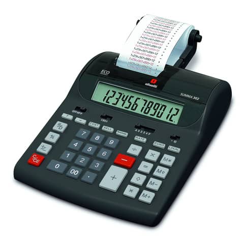 Calcolatrice scrivente da tavolo OLIVETTI Summa 302EU con display LCD a 12 cifre nero – B4645 000