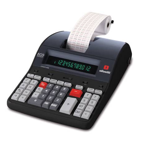 Calcolatrice scrivente da tavolo 3,6 linee/secondo OLIVETTI Logos 912 con display LCD a 12 cifre nero – B5897 000