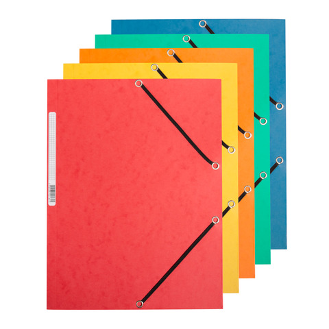 Cartellina a 3 lembi con elastico Q-Connect 24,3×32 cm cartoncino manilla 375 g/m² assortiti  cf. 10 – KF02174