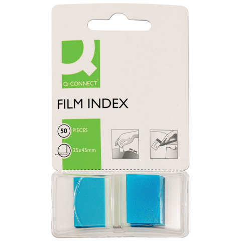 Segnapagina in blister Q-Connect 25×45 mm blu blocchetto da 50 – KF03632