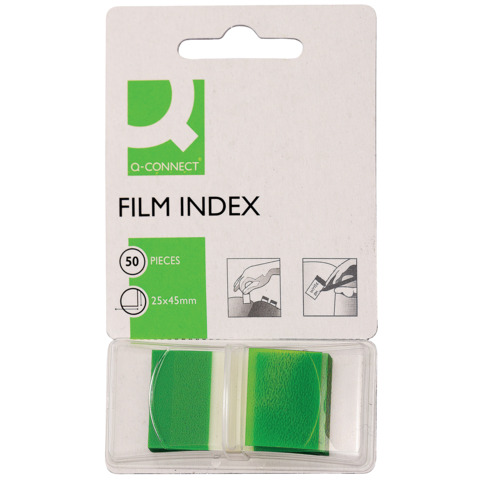 Segnapagina in blister Q-Connect 25×45 mm verde blocchetto da 50 – KF03635