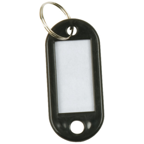 Targhetta portachiavi Q-Connect standard in plastica 5×2,2 cm nero Confezione da 10 pezzi – KF10875