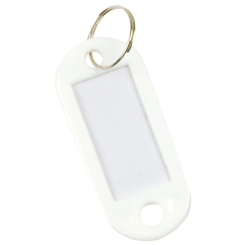 Targhetta portachiavi Q-Connect standard in plastica 5×2,2 cm bianco Confezione da 10 pezzi – KF10874