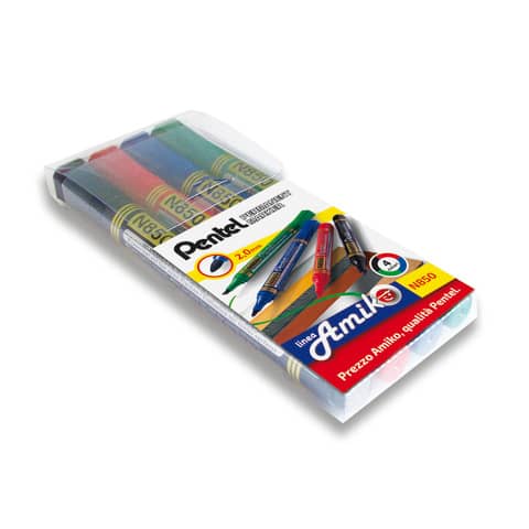 Marcatore permanente Pentel N850 punta conica 4,5 mm assortiti 4 pezzi – 0100861