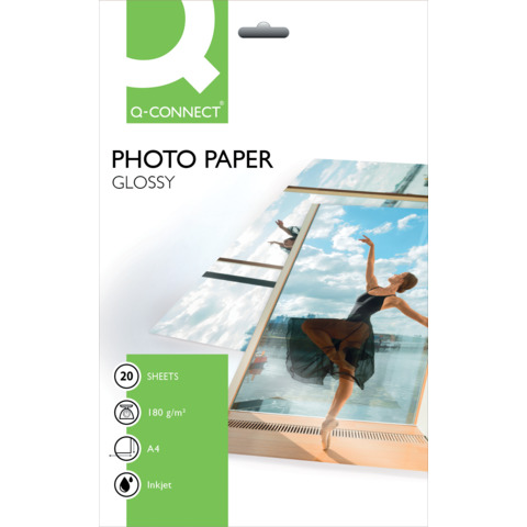 Carta fotografica Inkjet Q-Connect A4 bianco 180 g/m² lucida conf. da 20 – KF01103