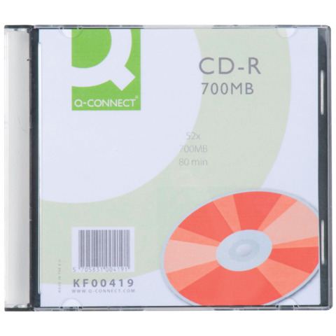 CD-R Q-Connect Slimline Jewel Case 700 MB 80 min 52X conf. da 10 pezzi – KF00419