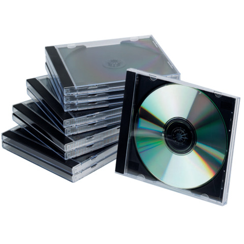 Porta CD/DVD Q-Connect Jewel case standard sp. 10 mm nero/trasparente conf. 10 pezzi – KF02209