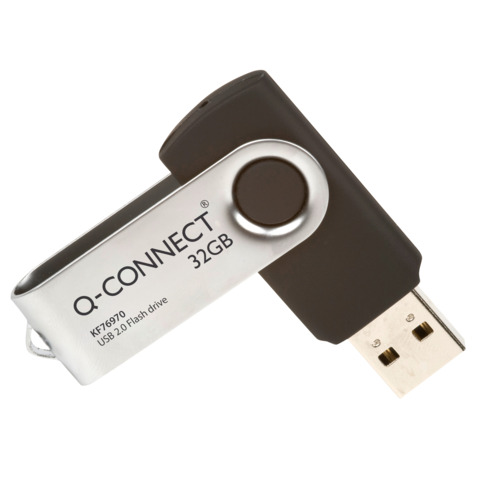 Chiavetta USB in blister Q-Connect High Speed 2.0 nero 32 GB con cappuccio di protezione KF76970