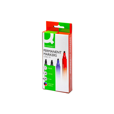 Marcatore permanente Q-Connect punta a scalpello 1,5-5 mm assortiti conf. da 4 – KF26089