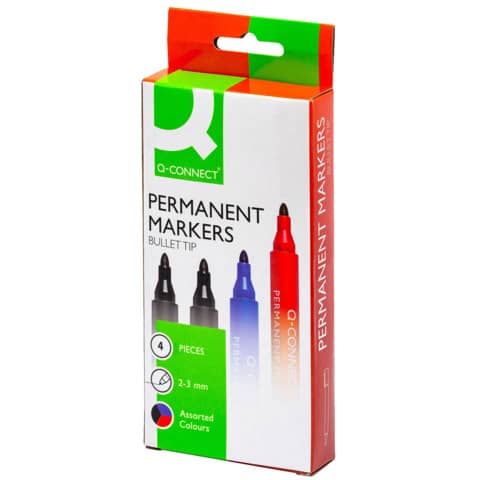 Marcatore permanente Q-Connect punta tonda 2-3 mm assortiti conf. da 4 – KF26088