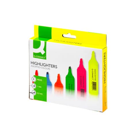 Evidenziatori Q-Connect 1,5-5 mm assortiti astuccio da 6 colori – KF01909
