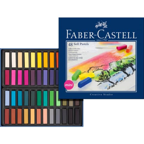 Crete morbide Faber-Castell Soft Pastels Creative Studio mini assortiti astuccio di cartone da 48 – 128248