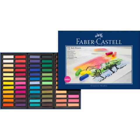 Crete morbide Faber-Castell Soft Pastels Creative Studio mini assortiti astuccio di cartone da 72 – 128272