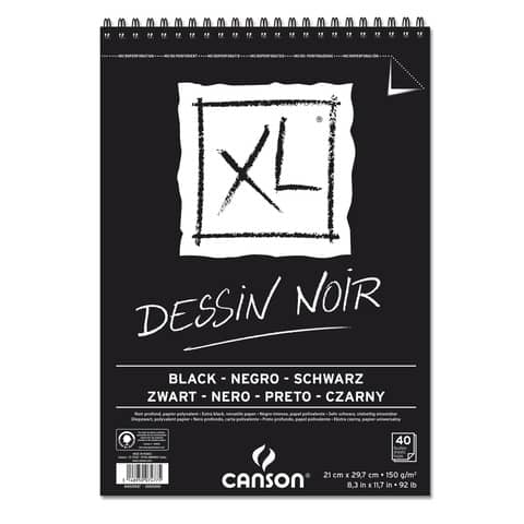Blocco spiralato Canson Black XL nero 150 g/m² 40 fogli A4 C400039086